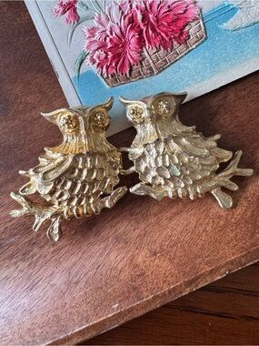 1974 Two Owls Mimi Di N Interlocking Vintage Gold Tone Belt Buckle Pair Vintage
